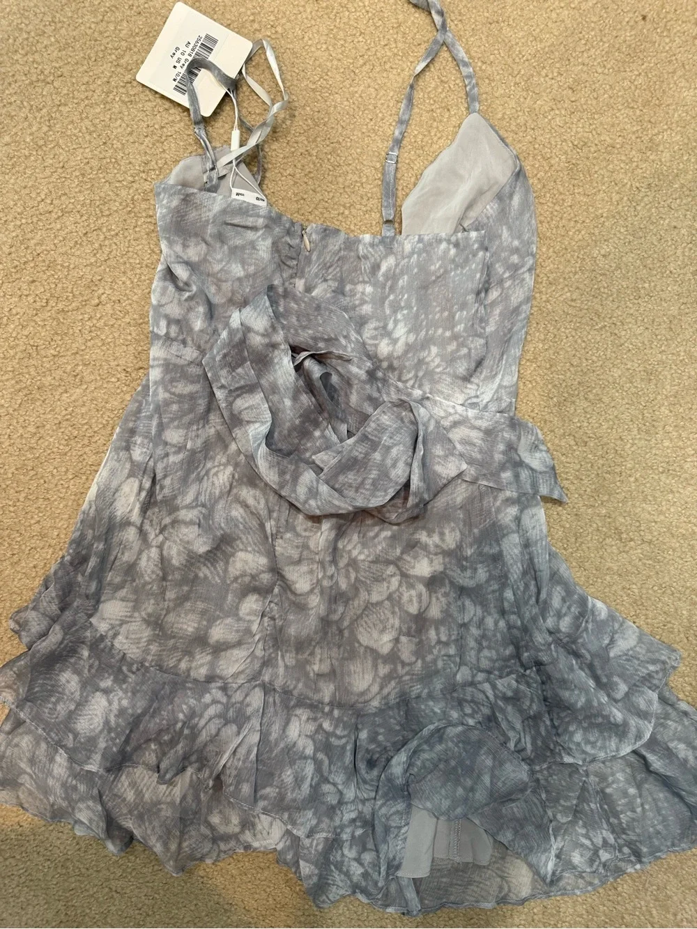 Selfie Leslie Gray Tie-Dye Ruffle Sundress